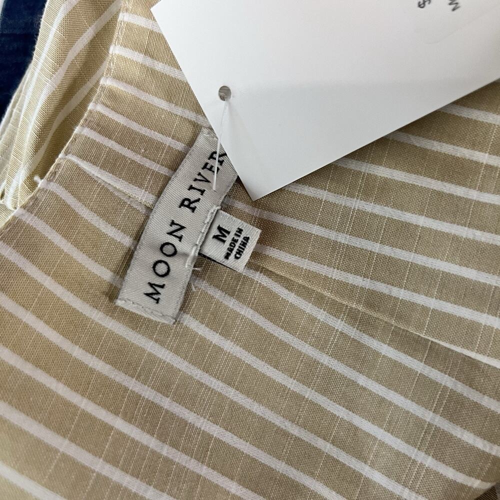Moon River Luminary Skirt sz Medium White Khaki Striped Long Pockets Boho Modest - Picture 10 of 10